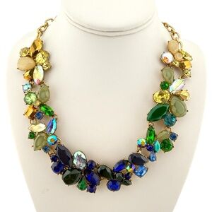 J. Crew Multicolor Ombré Gem Necklace in Blue, Green & Gold
